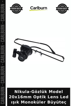Nikula-Gözlük Model 20x16mm Optik Lens Led ışık Monoküler Büyüteç İnce İş Takı İnceleme Tekli Mercek