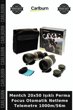 Mentch 20x50 Işıklı Perma Focus Otomatik Netleme Telemetre 1000m/56m Arazi Seyahat Aksesuarı Spor