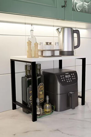 Airfryer Rafı,Mutfak Organizeri, Mikrodalga Dolabı , Tezgah Üstü Fırın Çay ,Kahve ,Baharatlık Standı Tek Katlı Beyaz
