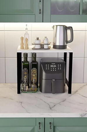 Airfryer Rafı,Mutfak Organizeri, Mikrodalga Dolabı , Tezgah Üstü Fırın Çay ,Kahve ,Baharatlık Standı Tek Katlı Beyaz