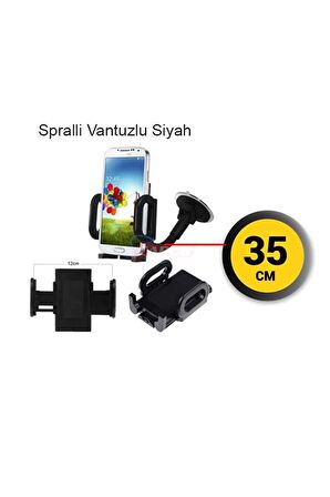 Caruc Oto Telefon Tutucu Spralli Vantuslu Siyah 35cm