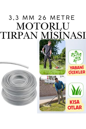 KLC Motorlu Tırpan Misinası Çelik Telli Yuvarlak 3.5 Mm 23 Metre Çim Ot Biçme Teli Güçlü Profesyonel