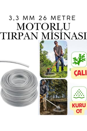 KLC Motorlu Tırpan Misinası Çelik Telli Yuvarlak 3.5 Mm 23 Metre Çim Ot Biçme Teli Güçlü Profesyonel