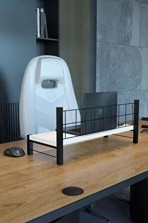  Monitör ve Laptop Yükseltici Stand – 50x20 cm Metal Çerçeveli Ergonomik Masaüstü Bilgisayar Sehpası, Ofis Düzenleyici, Dayanıklı Organizer