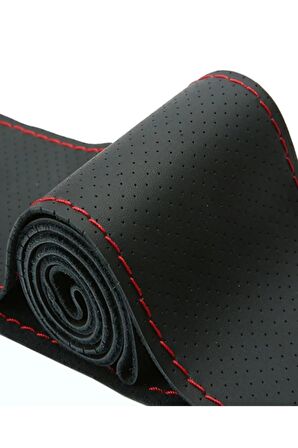 Peugeot Partner Tepee Dikmeli Direksiyon Kılıfı Noktalı Kırmızı Ipli (11cm)