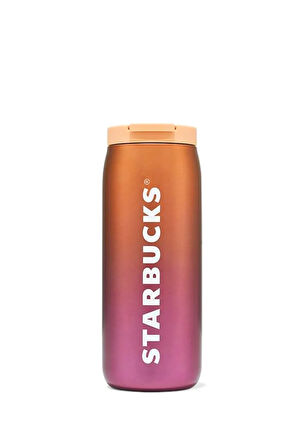Starbucks Paslanmaz Çelik Termos - Pembe Turuncu Geçişli - 355 ml
