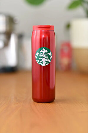 Starbucks Kırmızı Parlak Paslanmaz Çelik Termos 473 ml