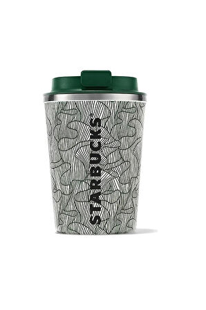 Starbucks Yeşil Beyaz Desenli Çelik Termos Bardak 355 Ml