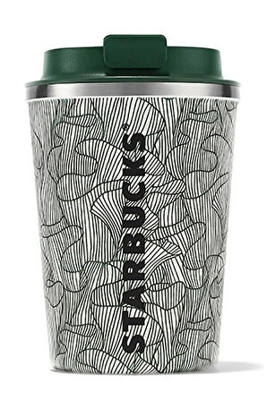 Starbucks Yeşil Beyaz Desenli Çelik Termos Bardak 355 Ml