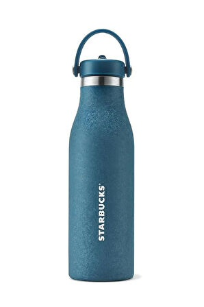 Starbucks Koyu Mavi Paslanmaz Çelik Yalıtımlı Pipetli İçecek Şişesi Suluk 532 ml