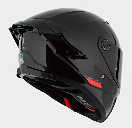 MT Thunder 4SV Solid A11 Şeffaf Vizörlü Kask Parlak Siyah L