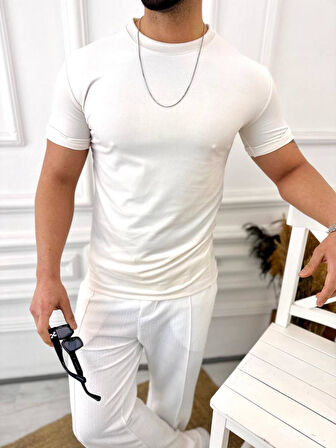  T-shirt Slim Fit Tişört Dar Kesim Kadife Tişört