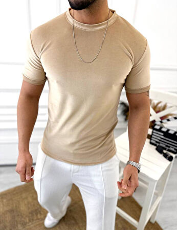  T-shirt Slim Fit Tişört Dar Kesim Kadife Tişört