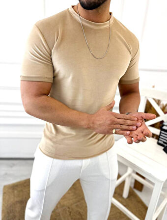  T-shirt Slim Fit Tişört Dar Kesim Kadife Tişört