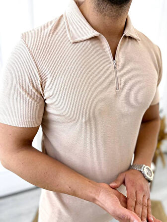 Tişört Nefes Alabilen Terletmez Yumuşak Dokulu T-Shirt Polo Yaka Fermuarlı Likralı Tshirt