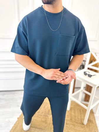 Tişört Terletmez Pamuklu Yumuşak Dokulu Oversize Tshirt Cepli Rahat Kesim Salaş Tişört