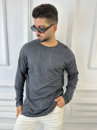 T-Shirt Örme Natural Pamuk Tshirt Yırtık Detaylı Lazer Kesim Triko Tişört Sweatshirt