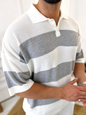 Tişört Örme Triko Tişört Nefes Alabilen Terletmez Oversize Tshirt Polo Yaka Salaş T-Shirt