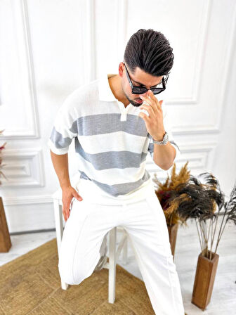Tişört Örme Triko Tişört Nefes Alabilen Terletmez Oversize Tshirt Polo Yaka Salaş T-Shirt