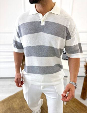 Tişört Örme Triko Tişört Nefes Alabilen Terletmez Oversize Tshirt Polo Yaka Salaş T-Shirt