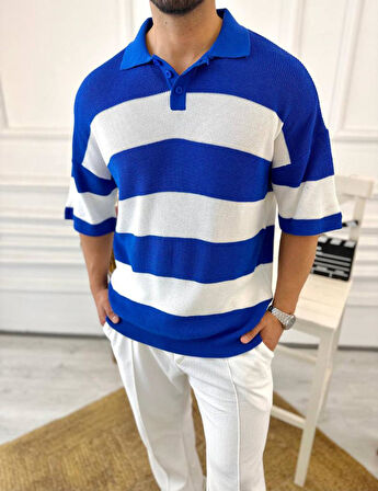 Tişört Örme Triko Tişört Nefes Alabilen Terletmez Oversize Tshirt Polo Yaka Salaş T-Shirt