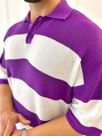 Tişört Örme Triko Tişört Nefes Alabilen Terletmez Oversize Tshirt Polo Yaka Salaş T-Shirt