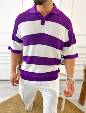 Tişört Örme Triko Tişört Nefes Alabilen Terletmez Oversize Tshirt Polo Yaka Salaş T-Shirt