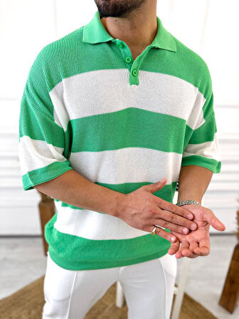 Tişört Örme Triko Tişört Nefes Alabilen Terletmez Oversize Tshirt Polo Yaka Salaş T-Shirt
