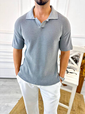 Tişört Terletmez Pamuklu T-Shirt Yumuşak Dokulu Oversize Tshirt Polo Yaka Rahat Kesim Triko Tişört