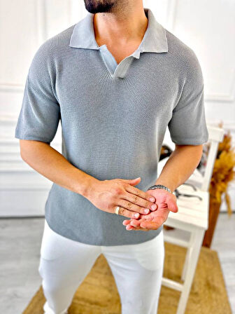 Tişört Terletmez Pamuklu T-Shirt Yumuşak Dokulu Oversize Tshirt Polo Yaka Rahat Kesim Triko Tişört