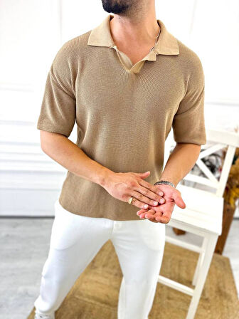 Tişört Terletmez Pamuklu T-Shirt Yumuşak Dokulu Oversize Tshirt Polo Yaka Rahat Kesim Triko Tişört