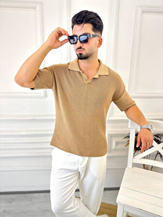 Tişört Terletmez Pamuklu T-Shirt Yumuşak Dokulu Oversize Tshirt Polo Yaka Rahat Kesim Triko Tişört