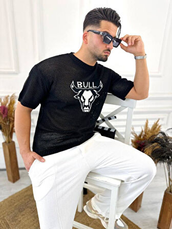 T-Shirt Nefes Alabilen Terletmez Pamuklu Fileli Tişört Oversize Tshirt Bull