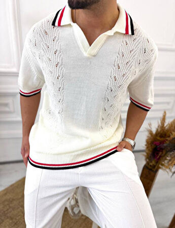 T-Shirt Nefes Alabilen Polo Yaka Terletmez Pamuklu Örme Tişört Oversize Triko Tshirt