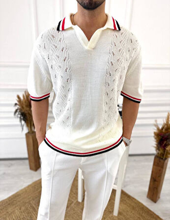 T-Shirt Nefes Alabilen Polo Yaka Terletmez Pamuklu Örme Tişört Oversize Triko Tshirt