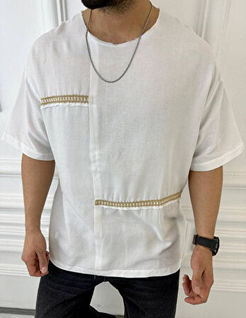 T-Shirt Nefes Alabilen Terletmez Oversize Salaş Keten Tişört