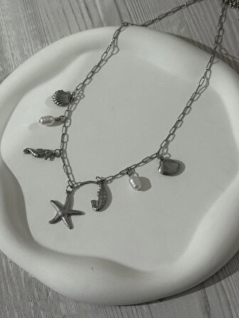 Silver charm kolye