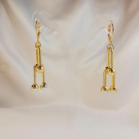 Crystal Atelier Kadın Gold Kaplama Toplu Kalın Zincir Tiffany Blanca Küpe, İkili Gold Küpe (Altın Kaplama Kısa İkili Tiffany Blanca Gold Küpe), Altın Kaplama İkili Tiffany Blanca Küpe, Bijuteri Küpe