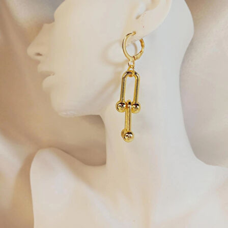 Crystal Atelier Kadın Gold Kaplama Toplu Kalın Zincir Tiffany Blanca Küpe, İkili Gold Küpe (Altın Kaplama Kısa İkili Tiffany Blanca Gold Küpe), Altın Kaplama İkili Tiffany Blanca Küpe, Bijuteri Küpe