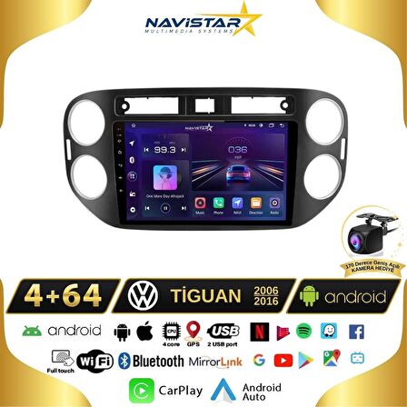 Volkswagen Tiguan 4GB + 64GB Android 13 Kablosuz Carplay 2006-2016 Navigasyon Multimedya Sistemi 