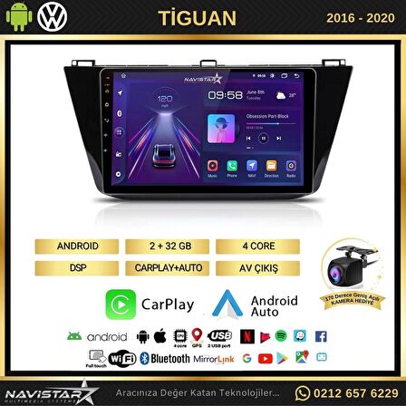 VW Tiguan 2+32 GB Kablosuz Carplay 2016-2020 Android 13 Navigasyon Multimedya Sistemi