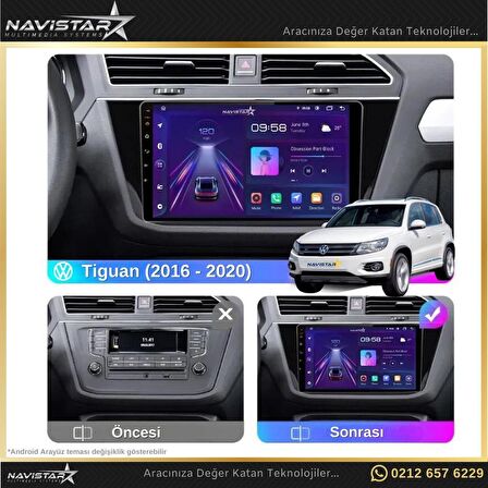 VW Tiguan 2+32 GB Kablosuz Carplay 2016-2020 Android 13 Navigasyon Multimedya Sistemi