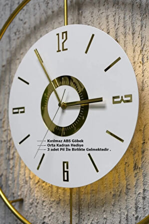 İskandinav Kadran Gold (BÜYÜK BOY 50X75CM) ( 3adet Pil Gelmektedir)-metal (MOBİLYA) Duvar Saati
