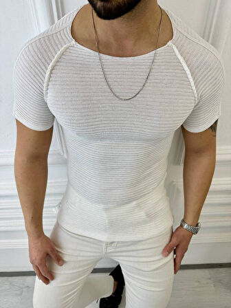 Tişört Örme Triko Tişört Nefes Alabilen Terletmez Slim Fit Dar Kesim T-Shirt