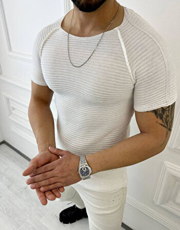 Tişört Örme Triko Tişört Nefes Alabilen Terletmez Slim Fit Dar Kesim T-Shirt