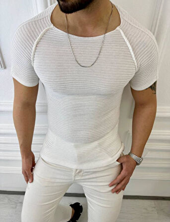 Tişört Örme Triko Tişört Nefes Alabilen Terletmez Slim Fit Dar Kesim T-Shirt