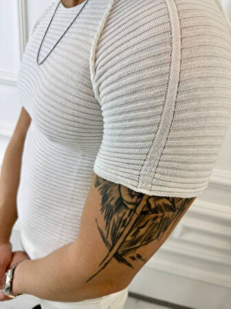 Tişört Örme Triko Tişört Nefes Alabilen Terletmez Slim Fit Dar Kesim T-Shirt