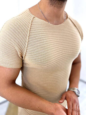 Tişört Örme Triko Tişört Nefes Alabilen Terletmez Slim Fit Dar Kesim T-Shirt