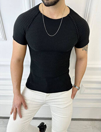 Tişört Örme Triko Tişört Nefes Alabilen Terletmez Slim Fit Dar Kesim T-Shirt