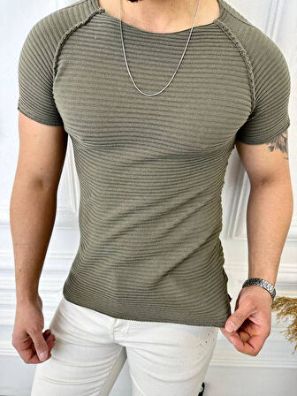 Tişört Örme Triko Tişört Nefes Alabilen Terletmez Slim Fit Dar Kesim T-Shirt